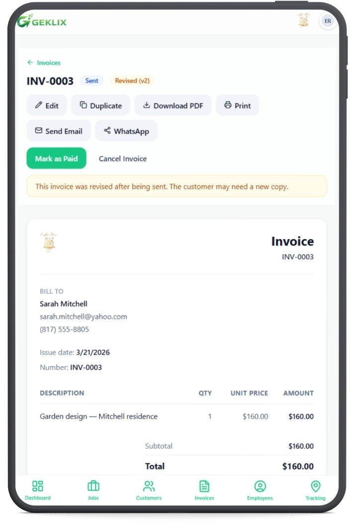 Professional invoice creation in Geklix